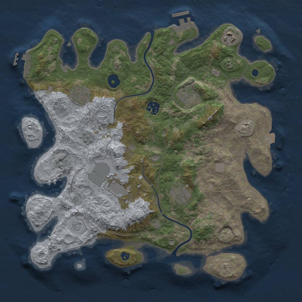 Rust Map: Procedural Map, Size: 3500, Seed: 1160270406, 13 Monuments