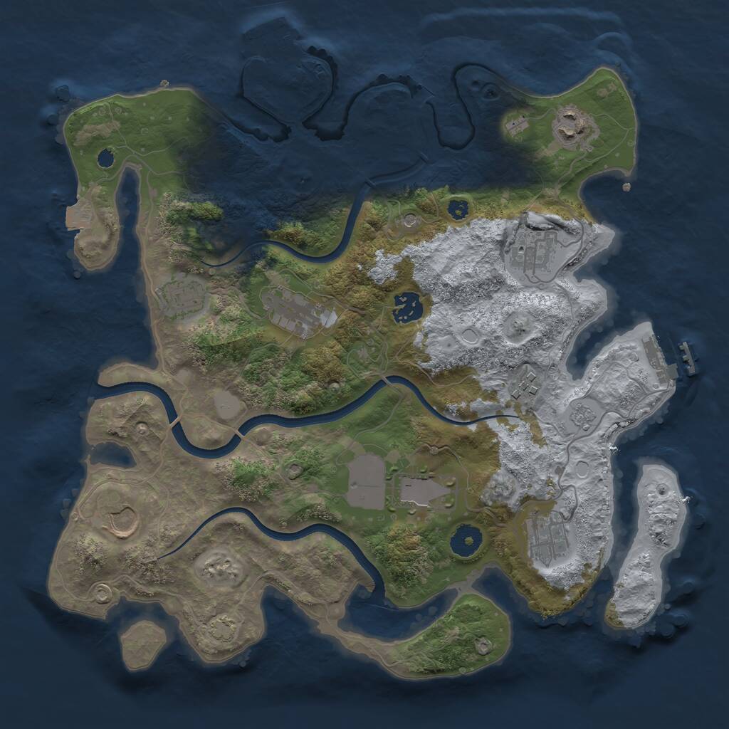 Rust Map: Procedural Map, Size: 3500, Seed: 337525076, 15 Monuments