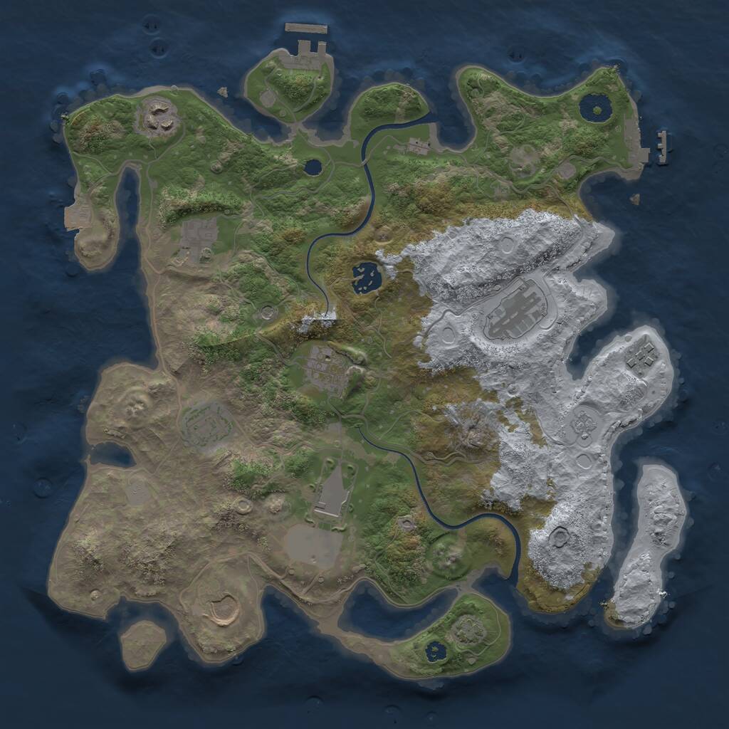 Rust Map: Procedural Map, Size: 3500, Seed: 337525076, 15 Monuments