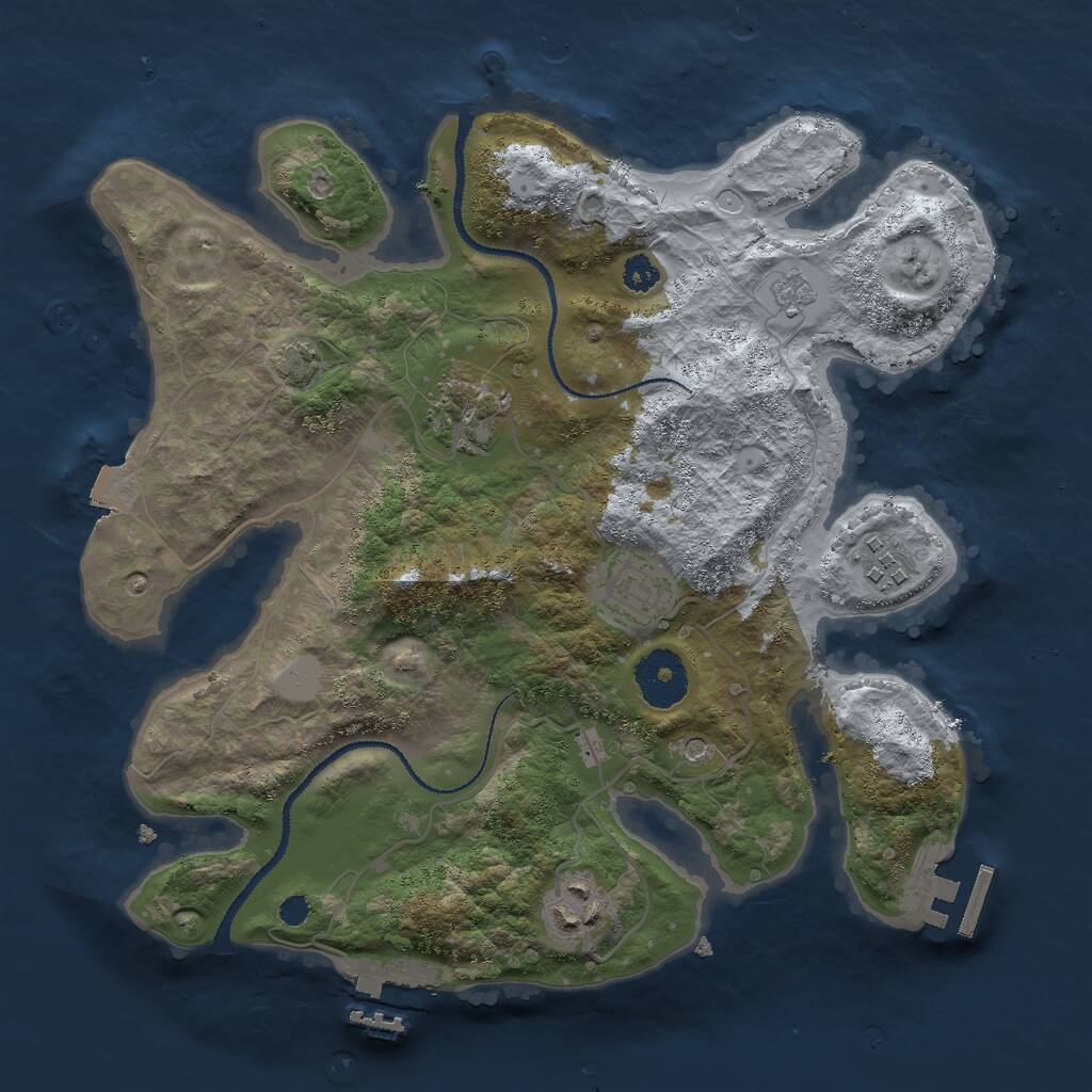 Rust Map: Procedural Map, Size: 3000, Seed: 12333412, 10 Monuments