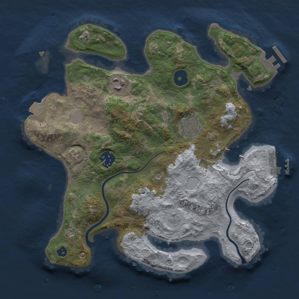 Rust Map: Procedural Map, Size: 3000, Seed: 35672825, 8 Monuments