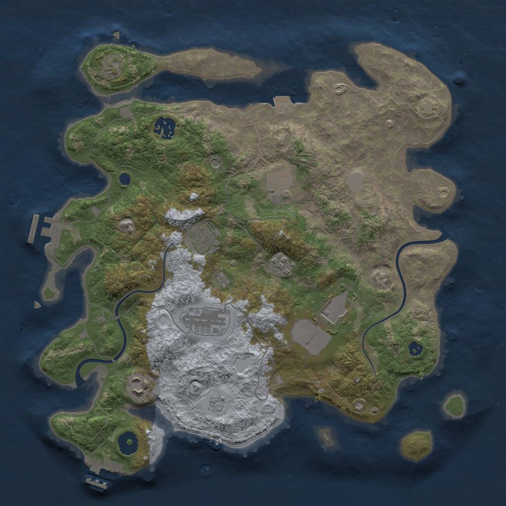 Rust Map: Procedural Map, Size: 3500, Seed: 96053310, 13 Monuments