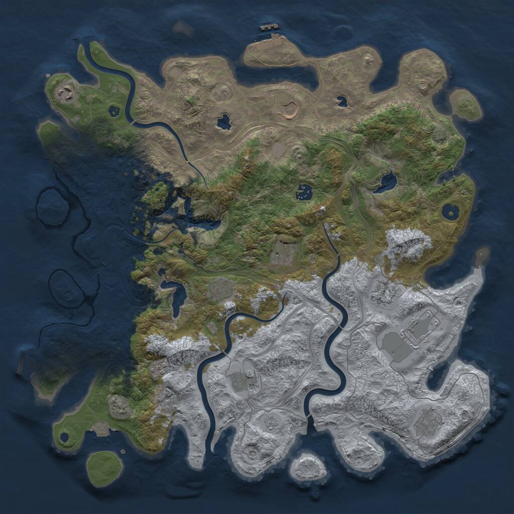 Rust Map: Procedural Map, Size: 4500, Seed: 1965853963, 16 Monuments