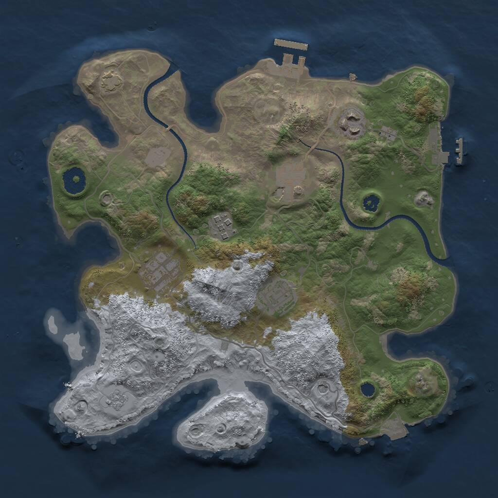 Rust Map: Procedural Map, Size: 3000, Seed: 966208797, 11 Monuments