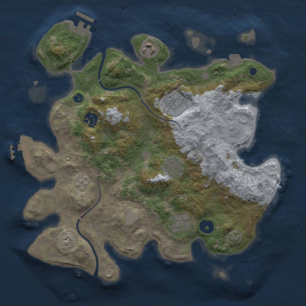 Rust Map: Procedural Map, Size: 3250, Seed: 1183339590, 11 Monuments