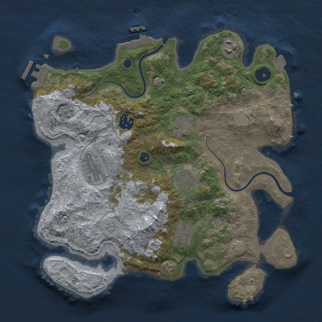 Rust Map: Procedural Map, Size: 3250, Seed: 2068715111, 13 Monuments