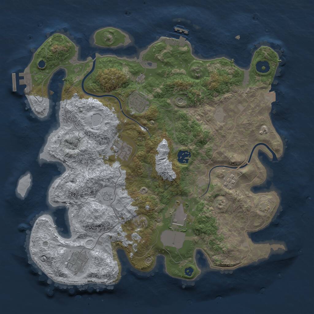 Rust Map: Procedural Map, Size: 3500, Seed: 1290434883, 12 Monuments