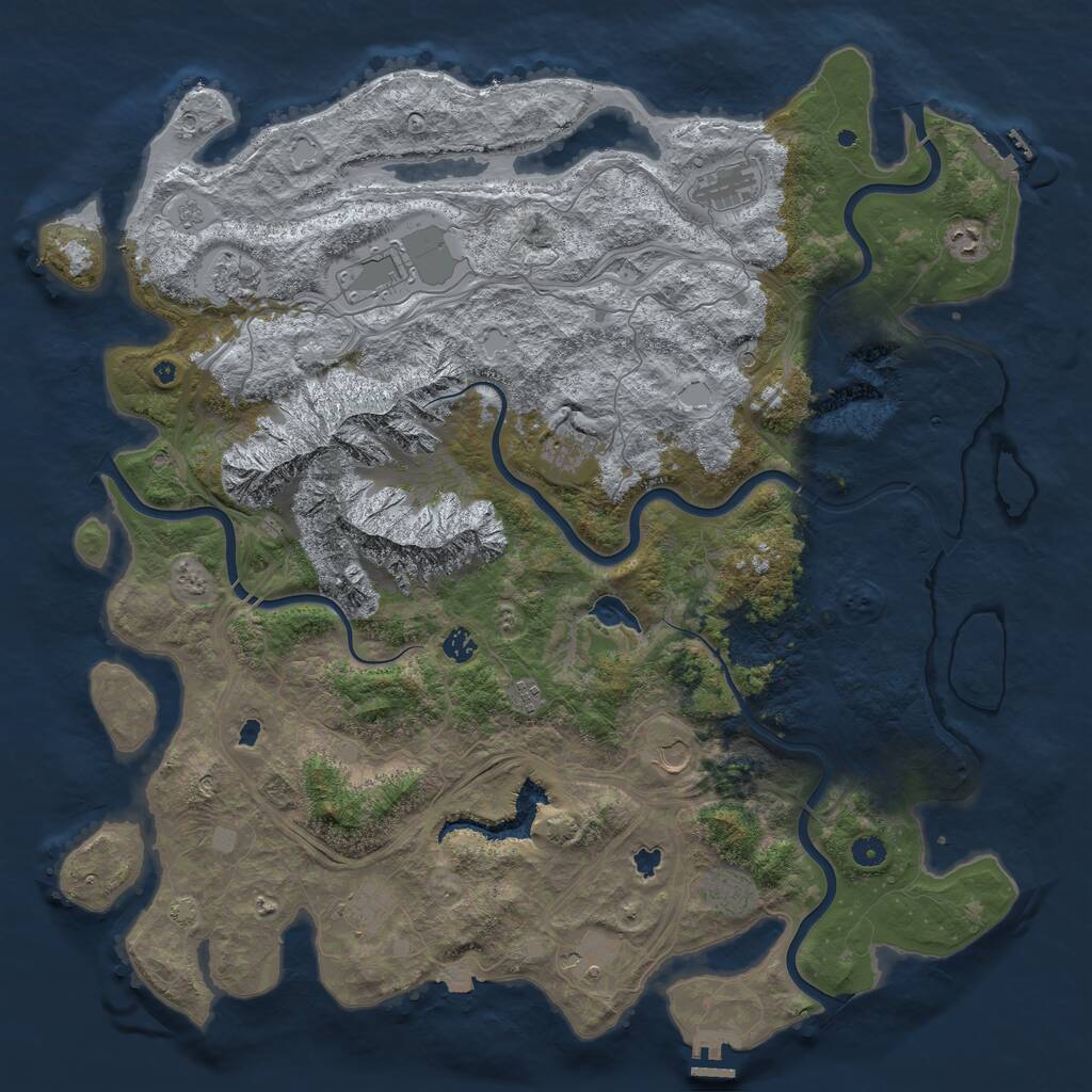 Rust Map: Procedural Map, Size: 5000, Seed: 453043471, 17 Monuments