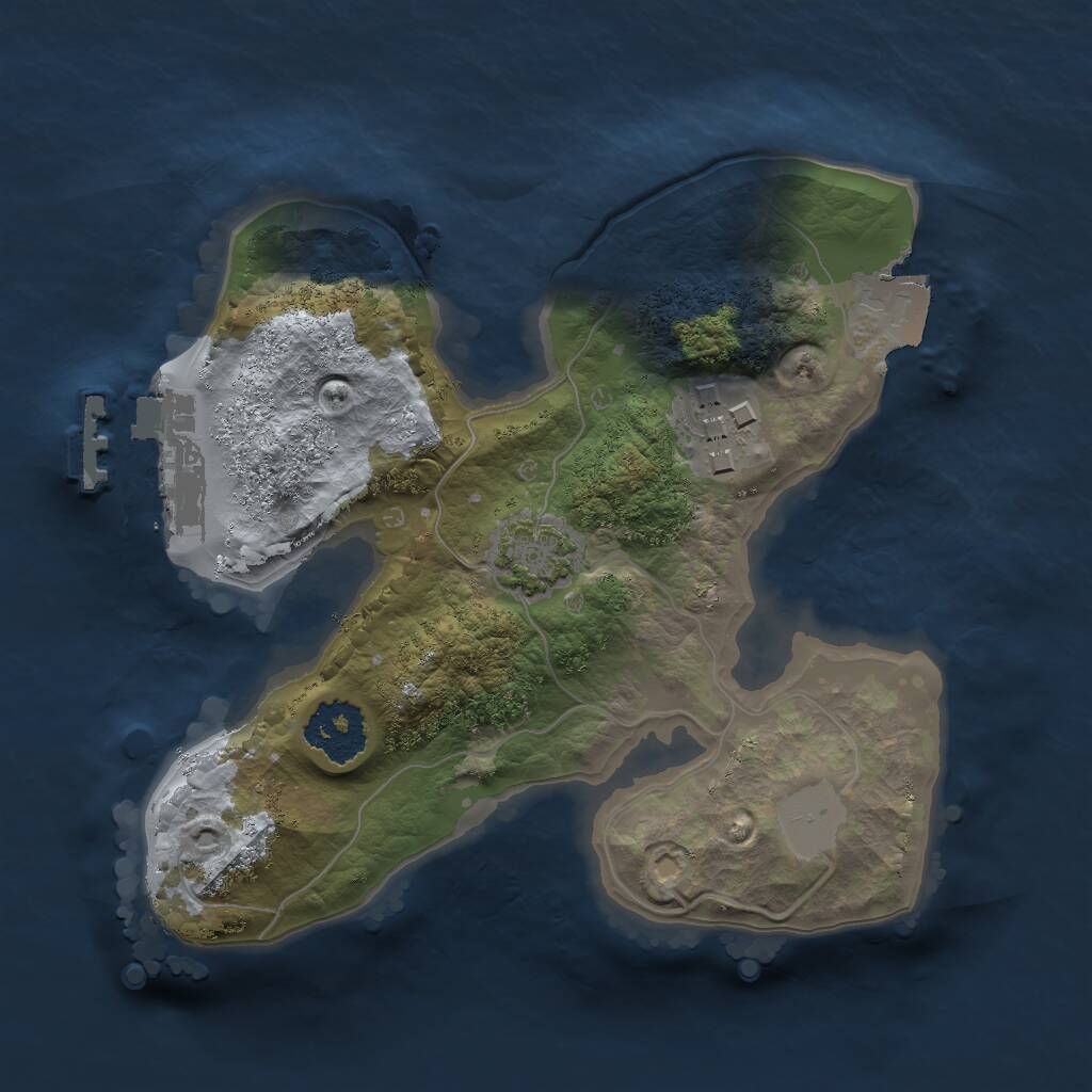 Rust Map: Procedural Map, Size: 1800, Seed: 5250, 4 Monuments