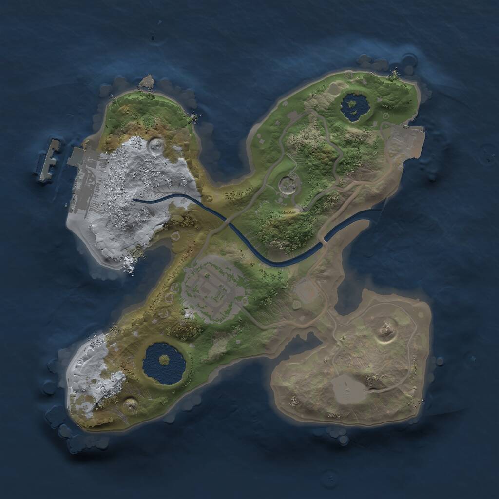 Rust Map: Procedural Map, Size: 1800, Seed: 5250, 4 Monuments