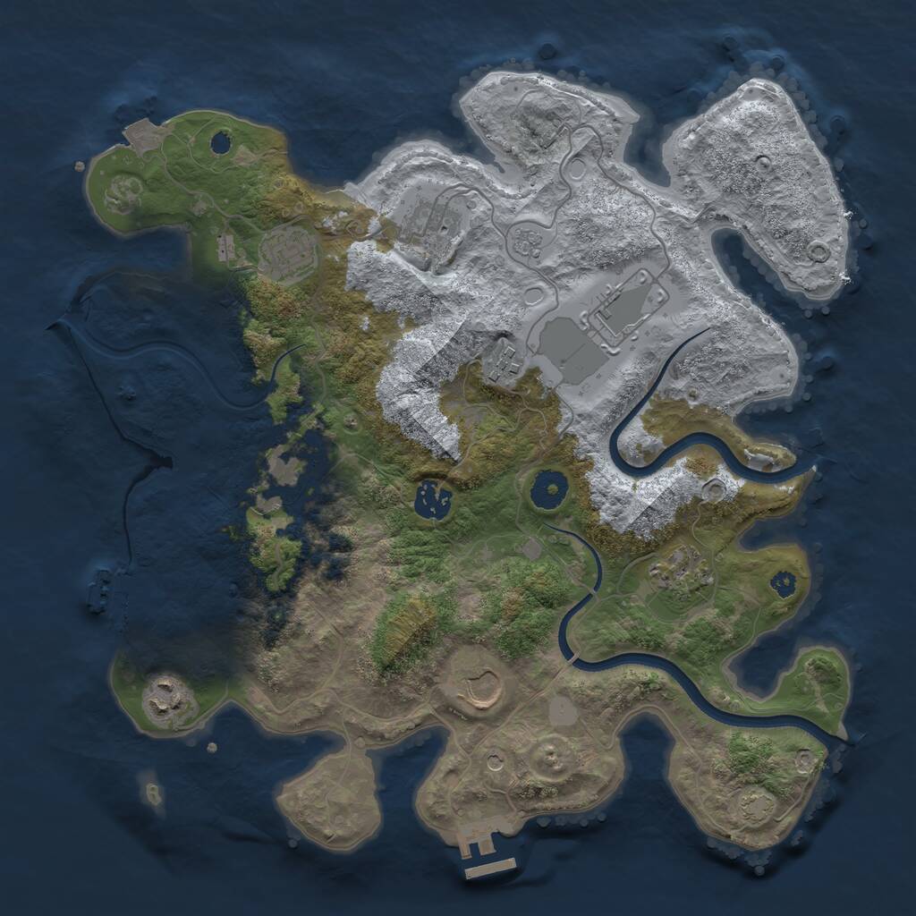 Rust Map: Procedural Map, Size: 3600, Seed: 50501, 15 Monuments