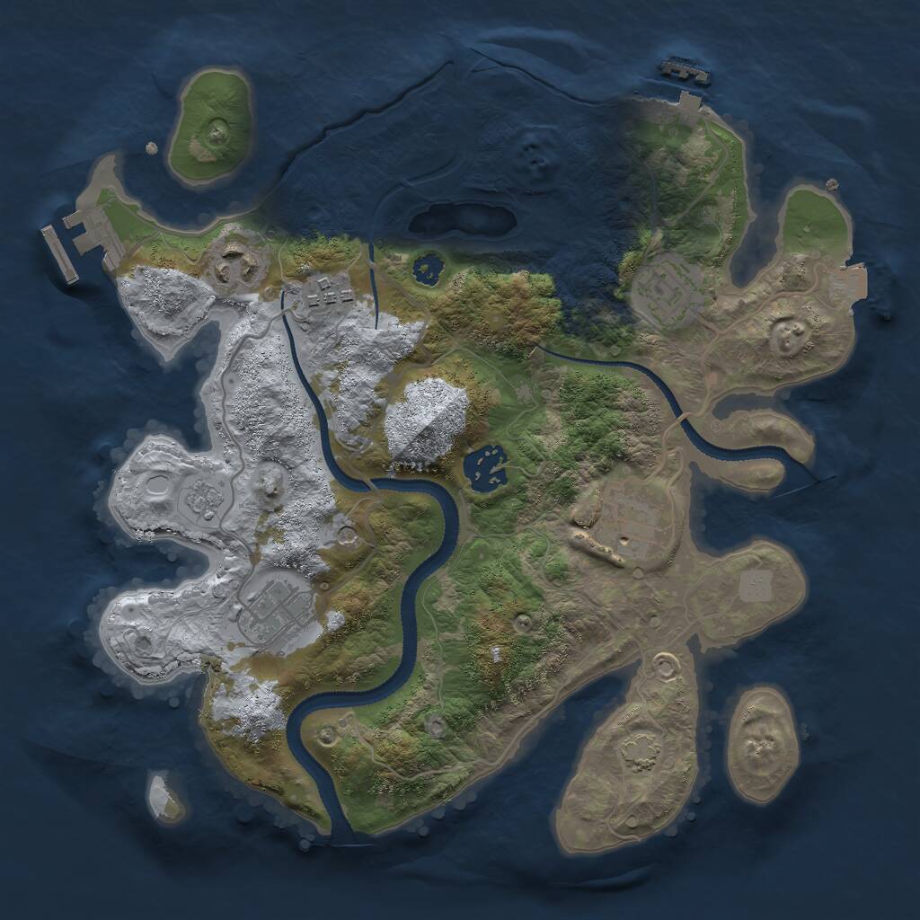 Rust Map: Procedural Map, Size: 3000, Seed: 807270651, 12 Monuments