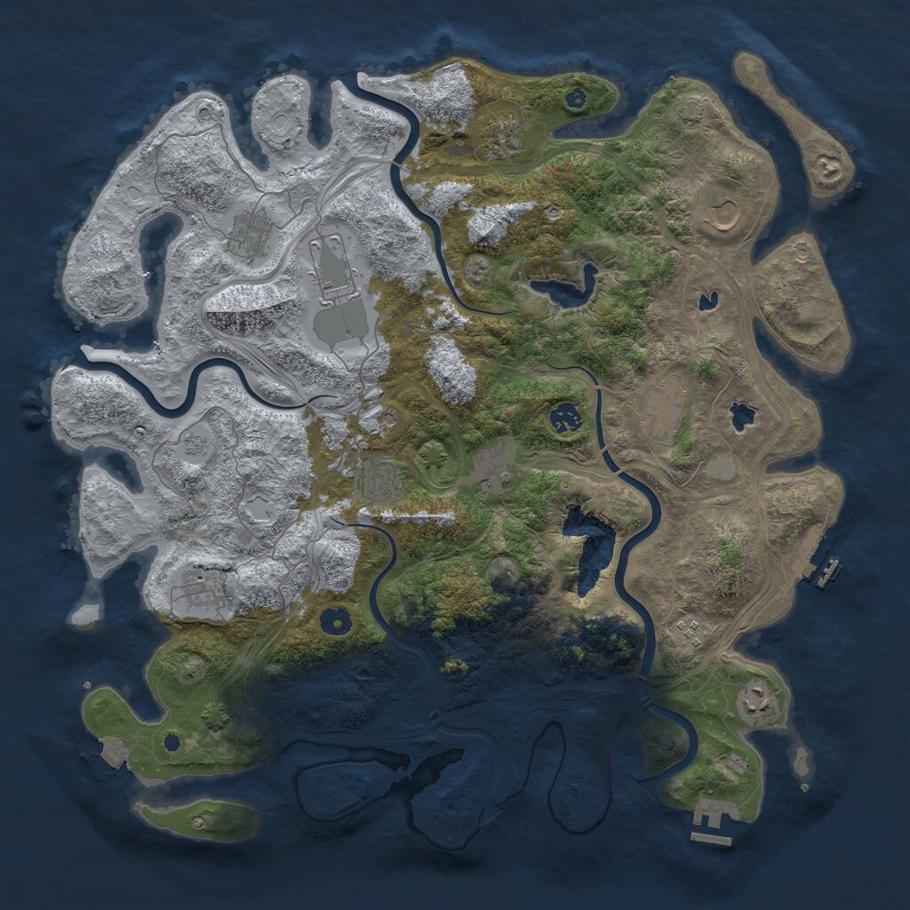 Rust Map: Procedural Map, Size: 4500, Seed: 6958996, 17 Monuments