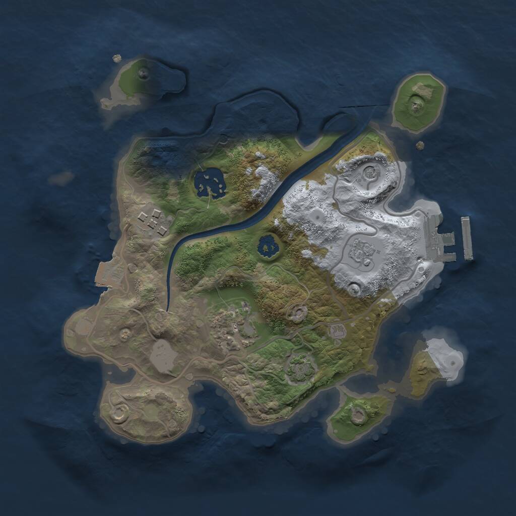 Rust Map: Procedural Map, Size: 2400, Seed: 1055126896, 8 Monuments