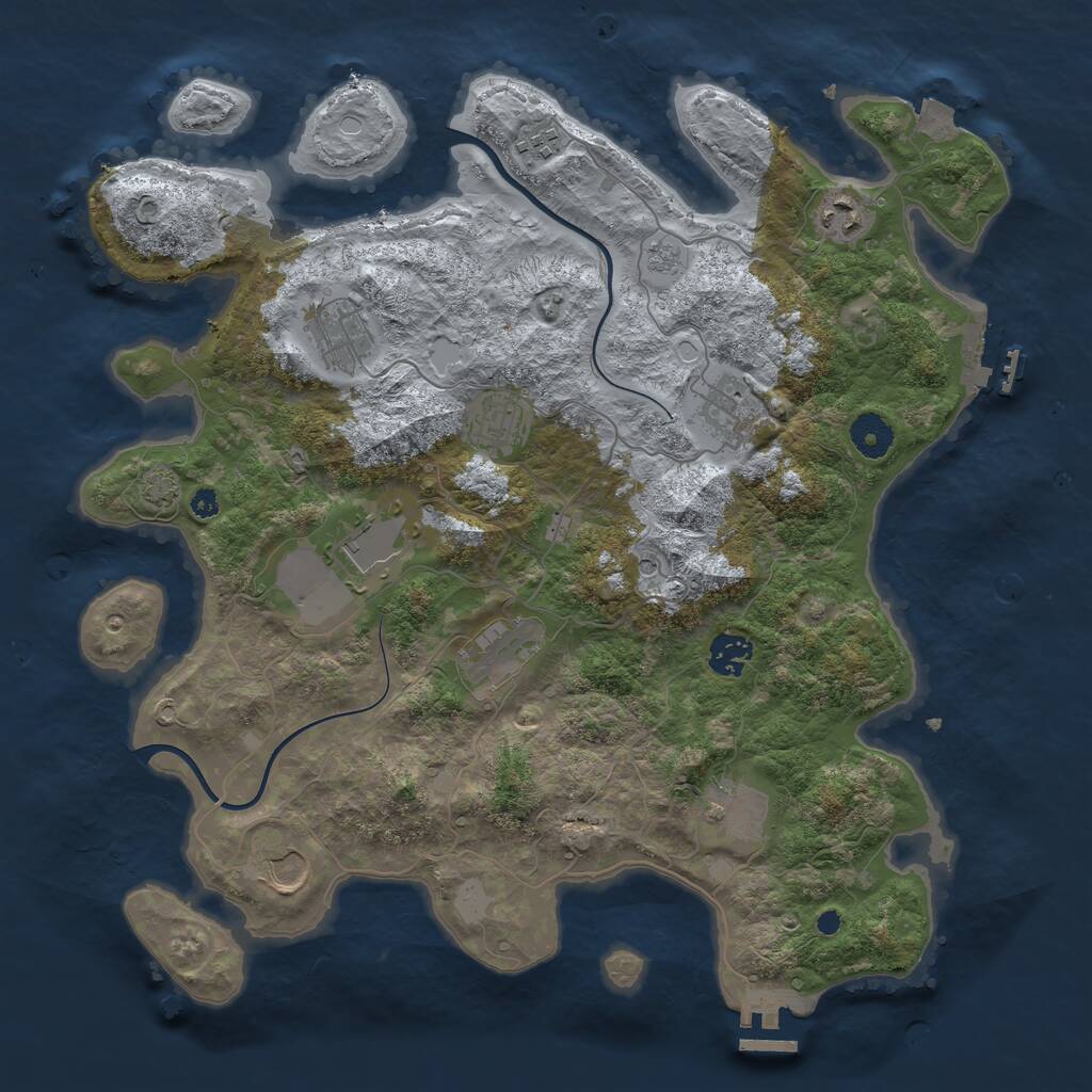 Rust Map: Procedural Map, Size: 3800, Seed: 42447744, 16 Monuments