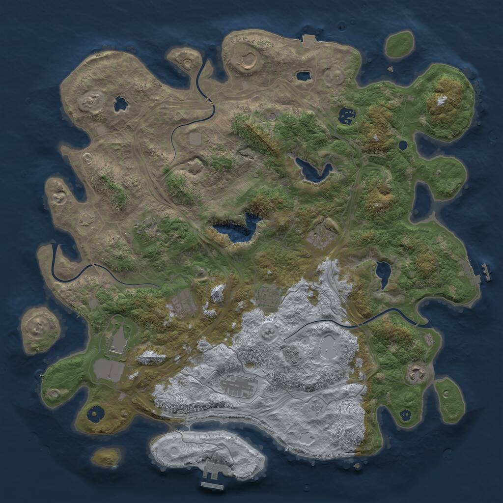 Rust Map: Procedural Map, Size: 4500, Seed: 184461085, 16 Monuments