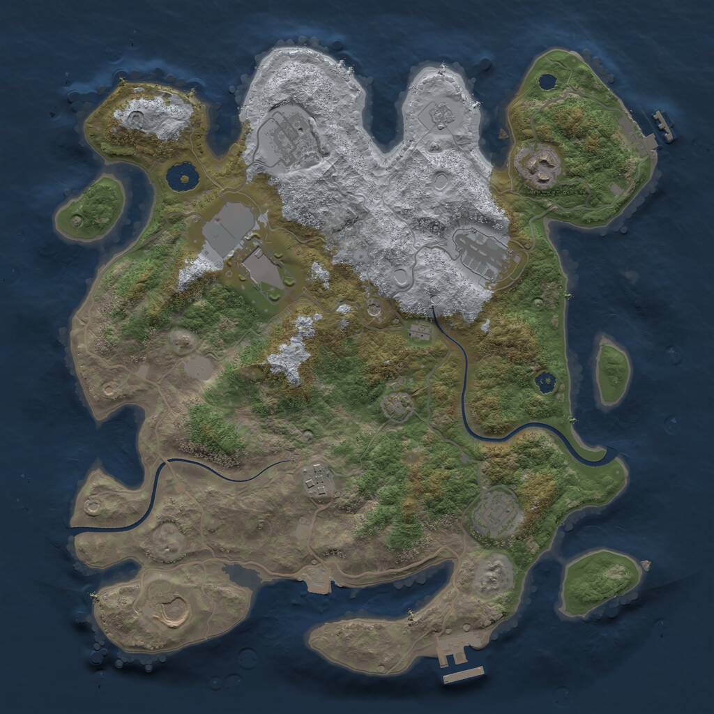 Rust Map: Procedural Map, Size: 3500, Seed: 1319887383, 13 Monuments