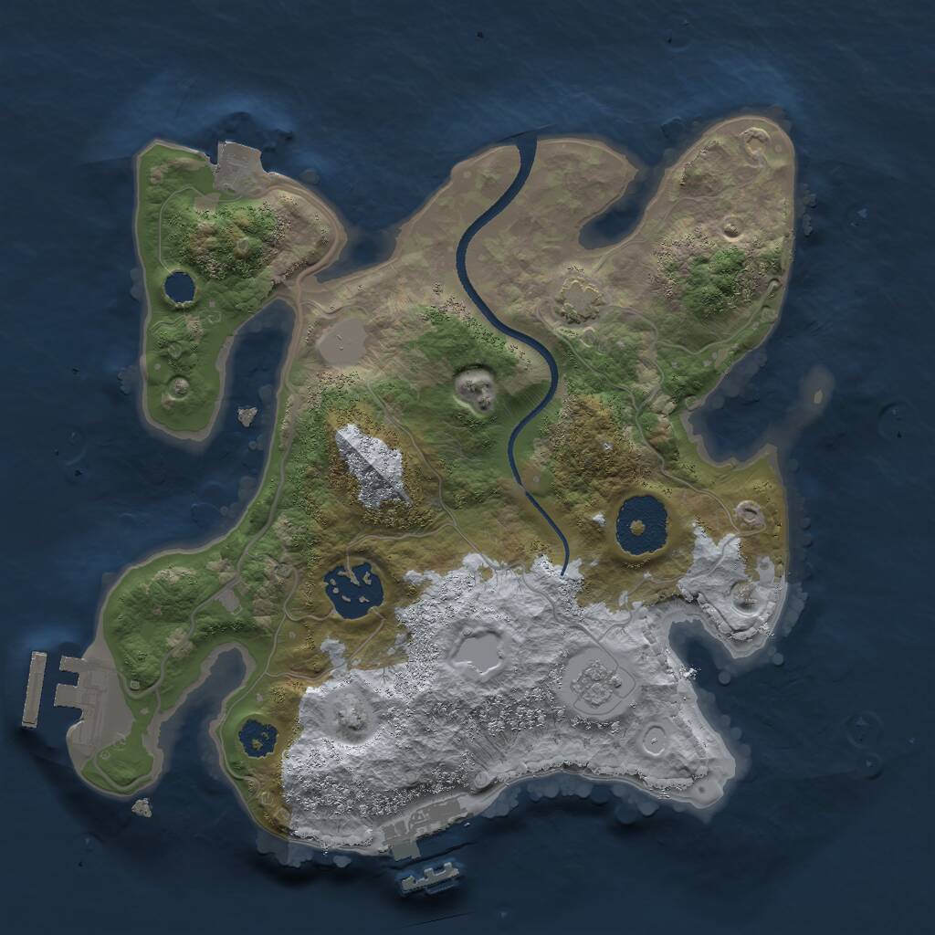 Rust Map: Procedural Map, Size: 2500, Seed: 2213298, 6 Monuments