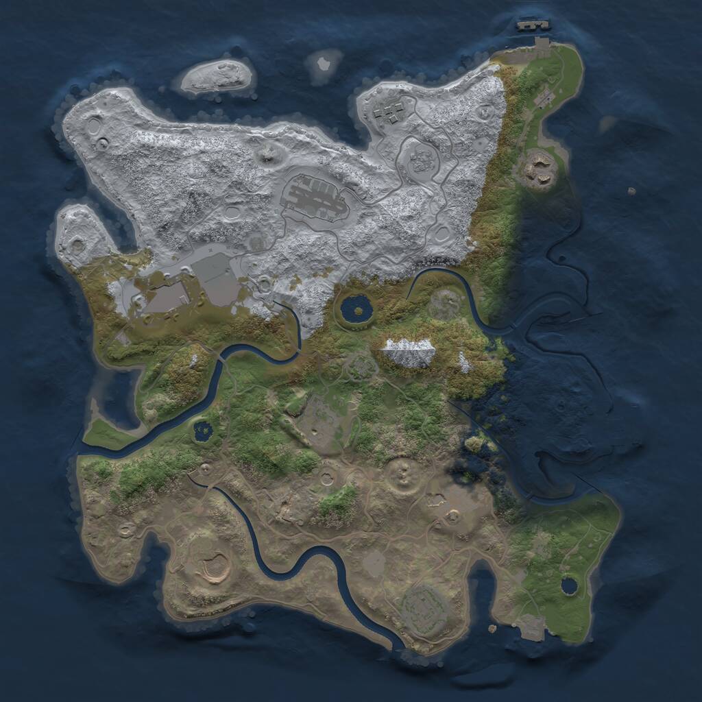 Rust Map: Procedural Map, Size: 3500, Seed: 2016550376, 14 Monuments