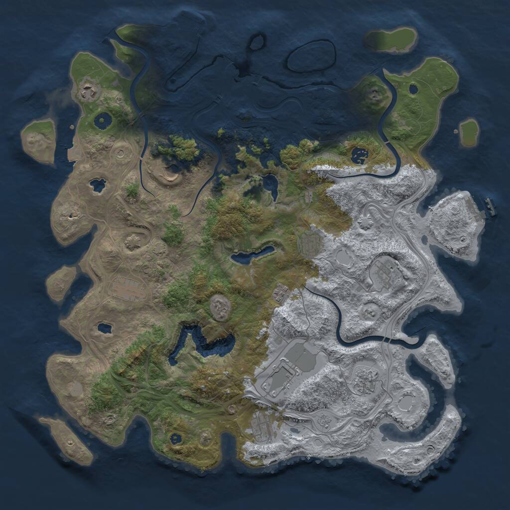 Rust Map: Procedural Map, Size: 4500, Seed: 2119507605, 16 Monuments