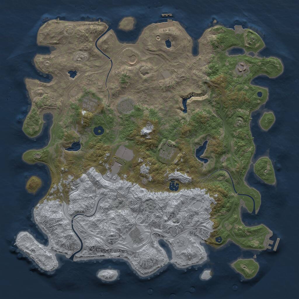 Rust Map: Procedural Map, Size: 4500, Seed: 7463853, 16 Monuments