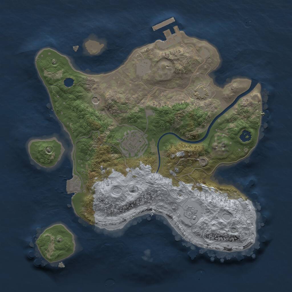 Rust Map: Procedural Map, Size: 2500, Seed: 1948, 6 Monuments