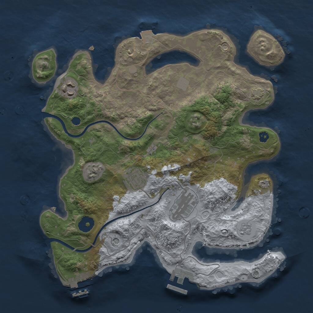 Rust Map: Procedural Map, Size: 3000, Seed: 701730466, 9 Monuments