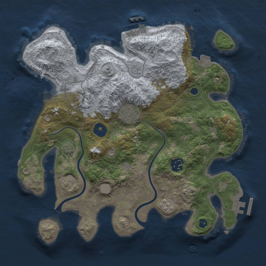 Rust Map: Procedural Map, Size: 3000, Seed: 1980569443, 10 Monuments