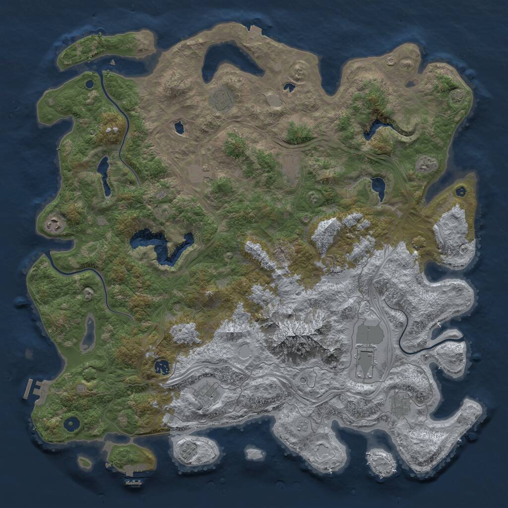 Rust Map: Procedural Map, Size: 5000, Seed: 481981, 16 Monuments