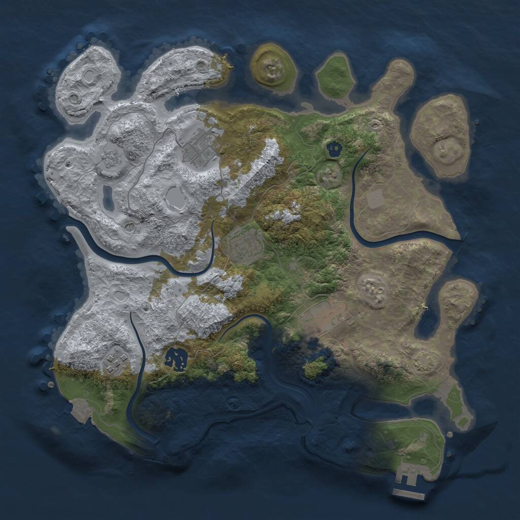 Rust Map: Procedural Map, Size: 3300, Seed: 577914776, 10 Monuments