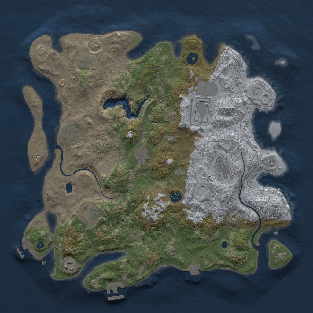 Rust Map: Procedural Map, Size: 4000, Seed: 333621, 15 Monuments
