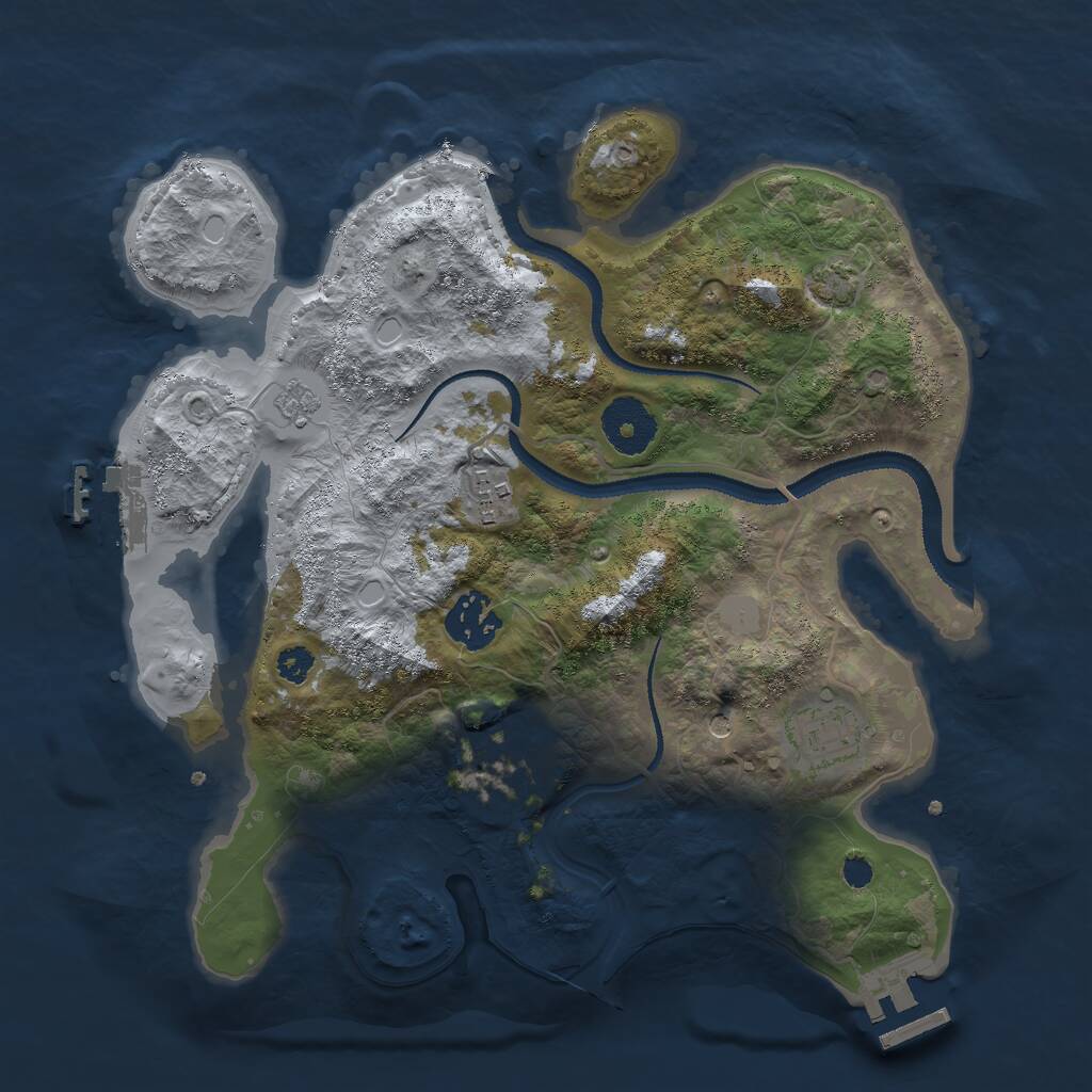 Rust Map: Procedural Map, Size: 3000, Seed: 11421, 10 Monuments