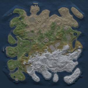 Thumbnail Rust Map: Procedural Map, Size: 3800, Seed: 195632875, 16 Monuments