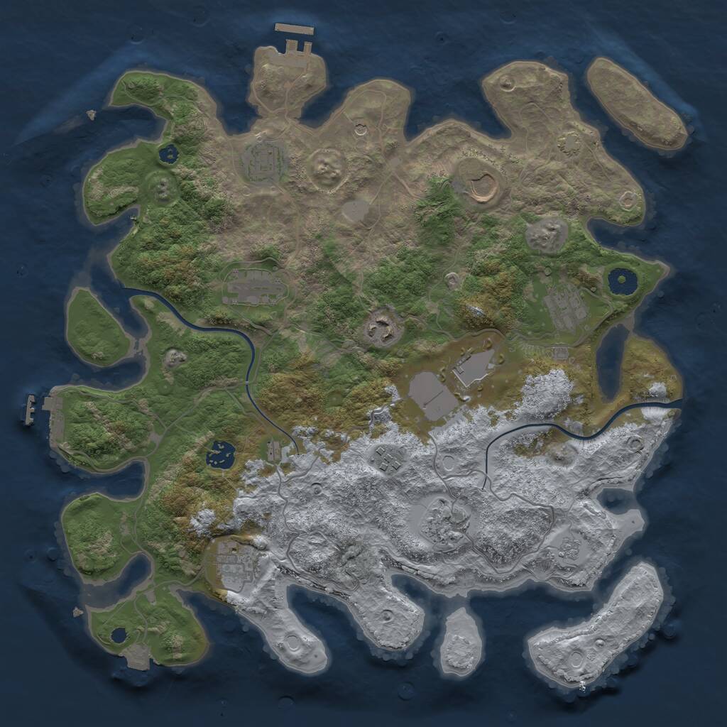 Rust Map: Procedural Map, Size: 3800, Seed: 195632875, 16 Monuments