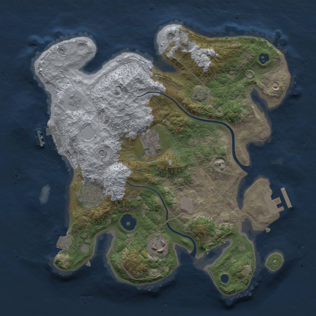 Rust Map: Procedural Map, Size: 3000, Seed: 1052130202, 9 Monuments