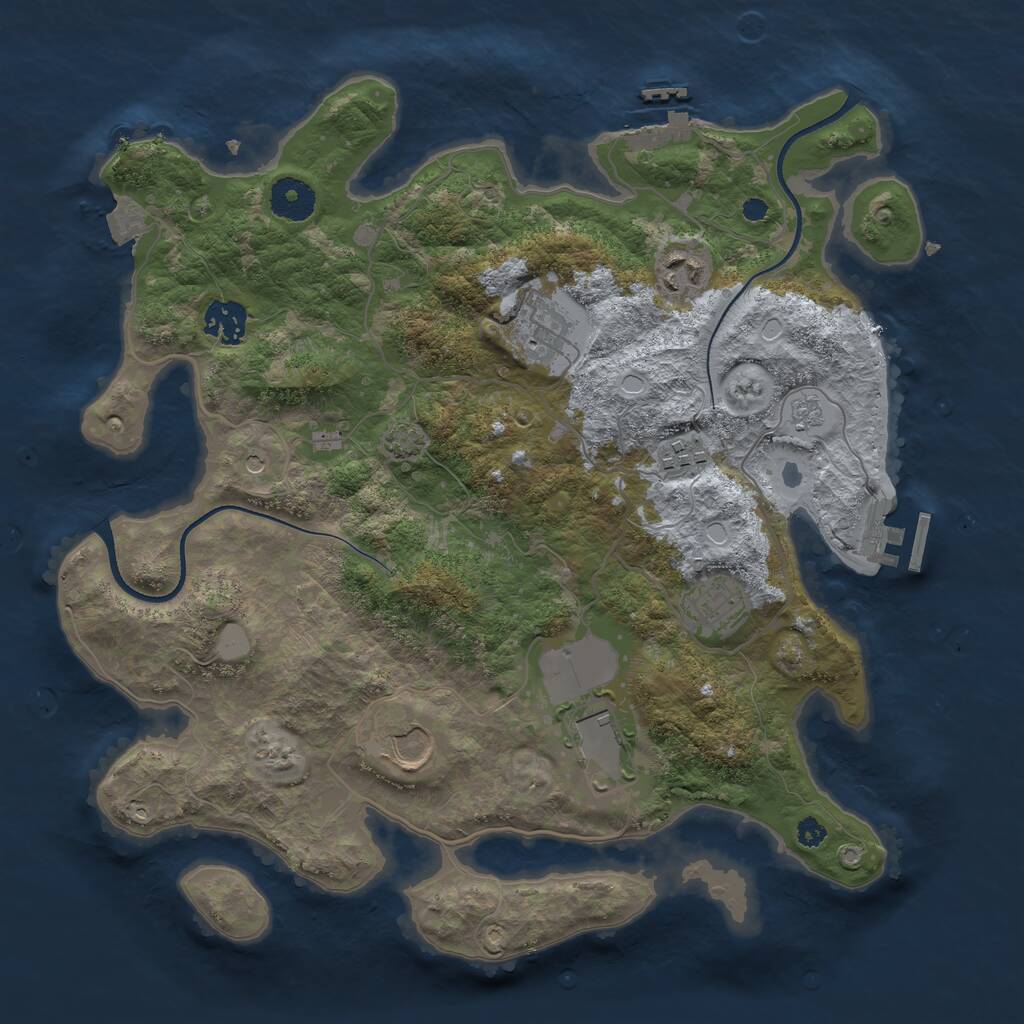 Rust Map: Procedural Map, Size: 3500, Seed: 1234334, 13 Monuments
