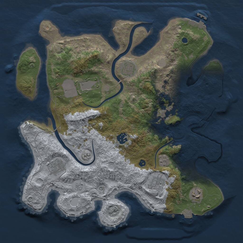 Rust Map: Procedural Map, Size: 3500, Seed: 1097208, 14 Monuments