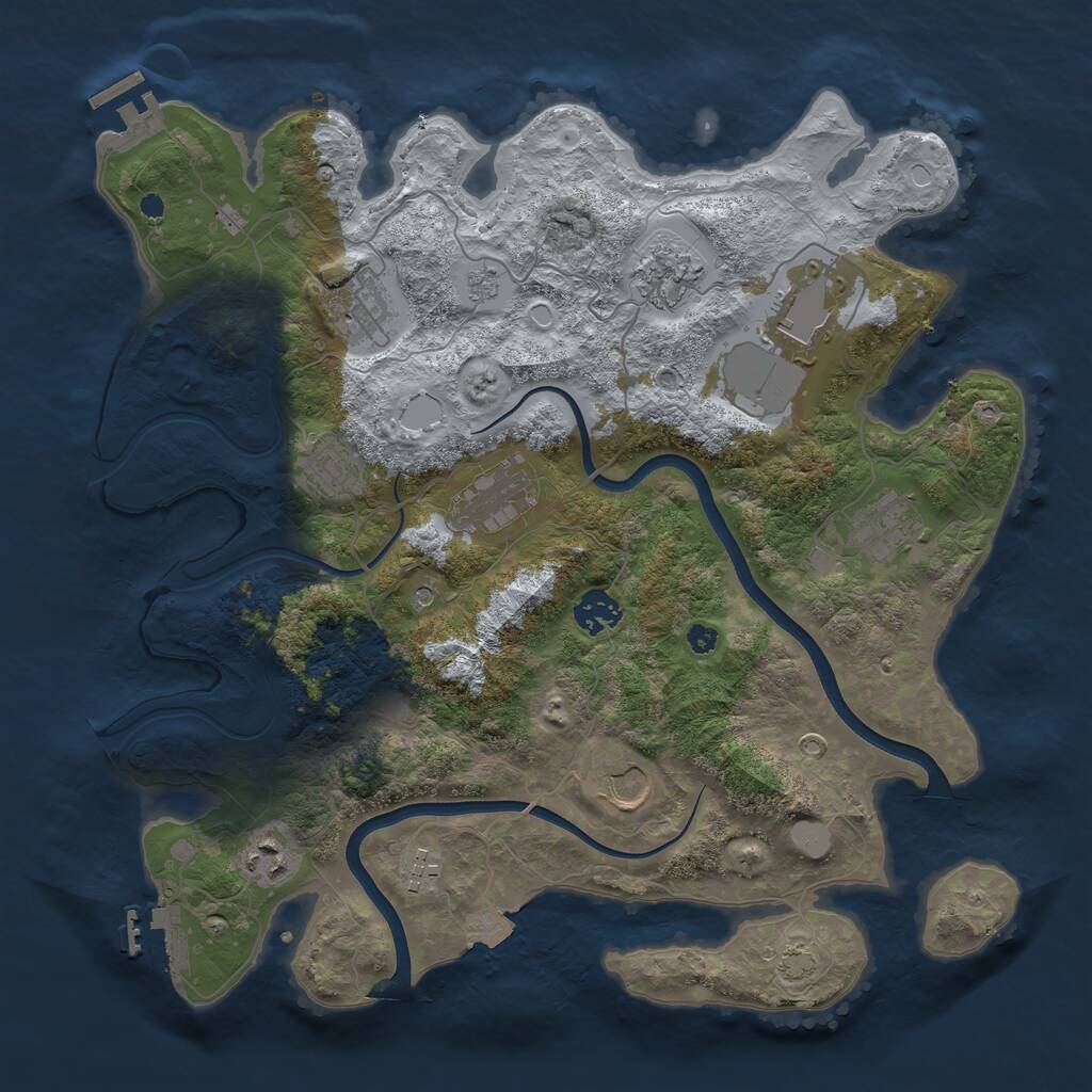 Rust Map: Procedural Map, Size: 3700, Seed: 463160601, 16 Monuments