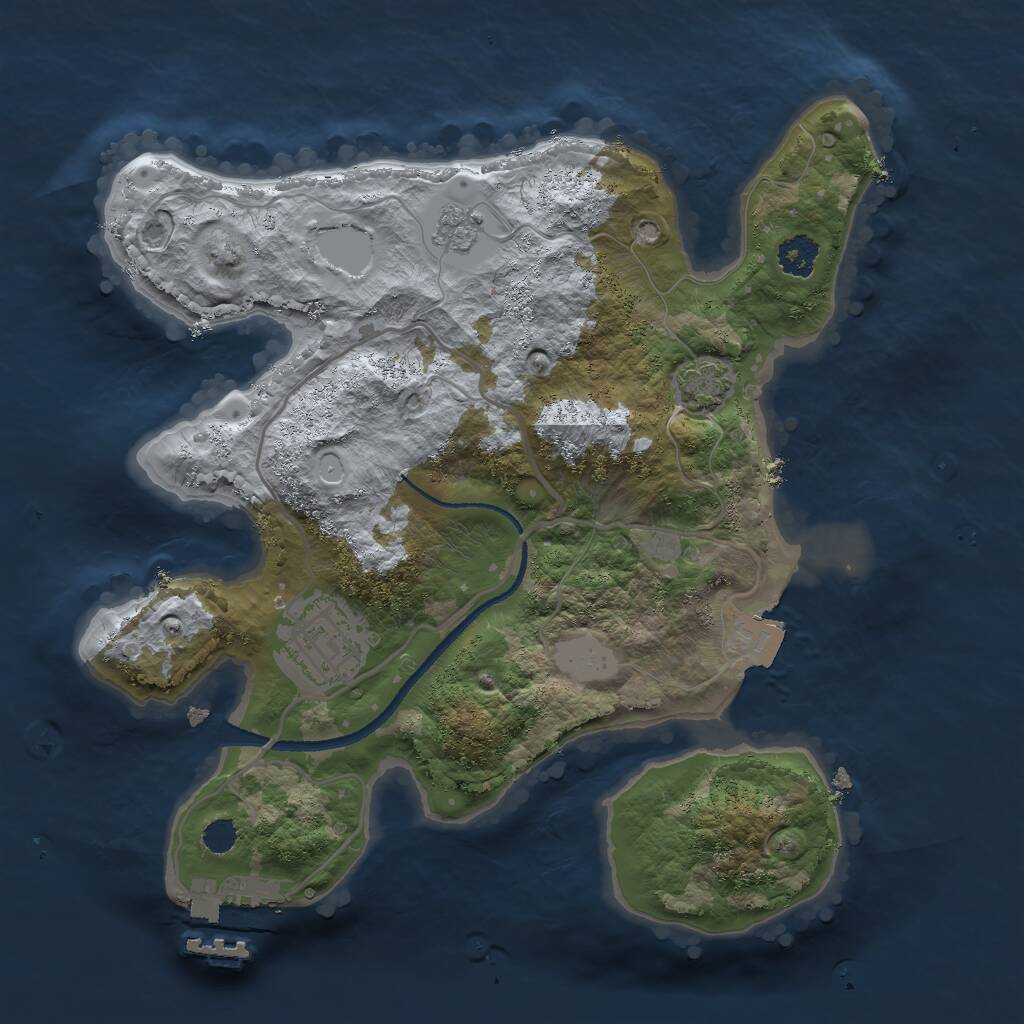 Rust Map: Procedural Map, Size: 2500, Seed: 551937764, 5 Monuments