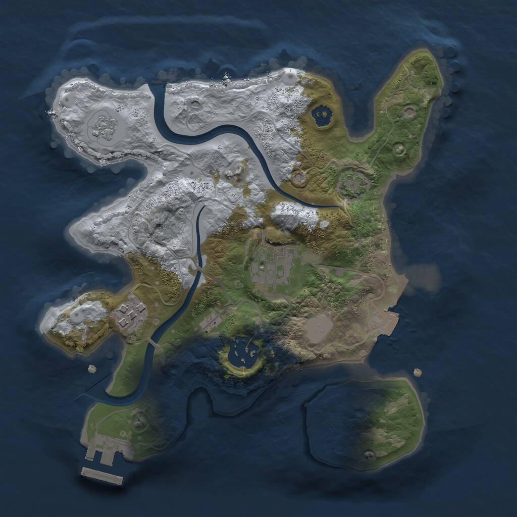 Rust Map: Procedural Map, Size: 2500, Seed: 551937764, 7 Monuments