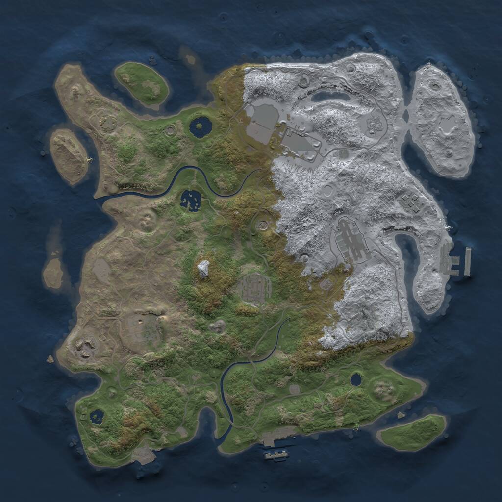 Rust Map: Procedural Map, Size: 3500, Seed: 1005529509, 13 Monuments