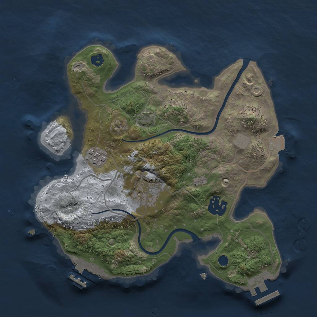 Rust Map: Procedural Map, Size: 2500, Seed: 43212, 7 Monuments