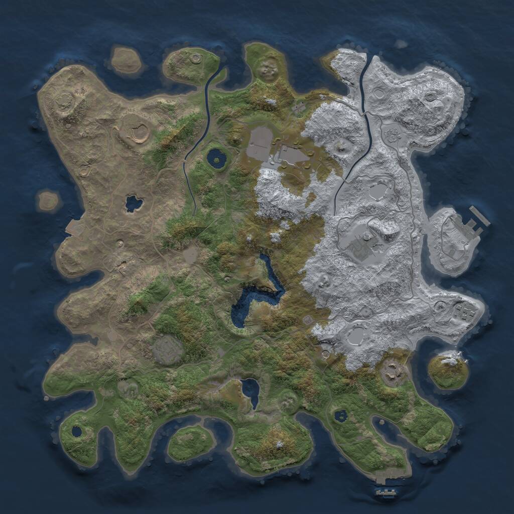 Rust Map: Procedural Map, Size: 4000, Seed: 995260, 12 Monuments
