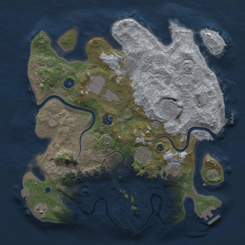 Rust Map: Procedural Map, Size: 3600, Seed: 20701, 14 Monuments