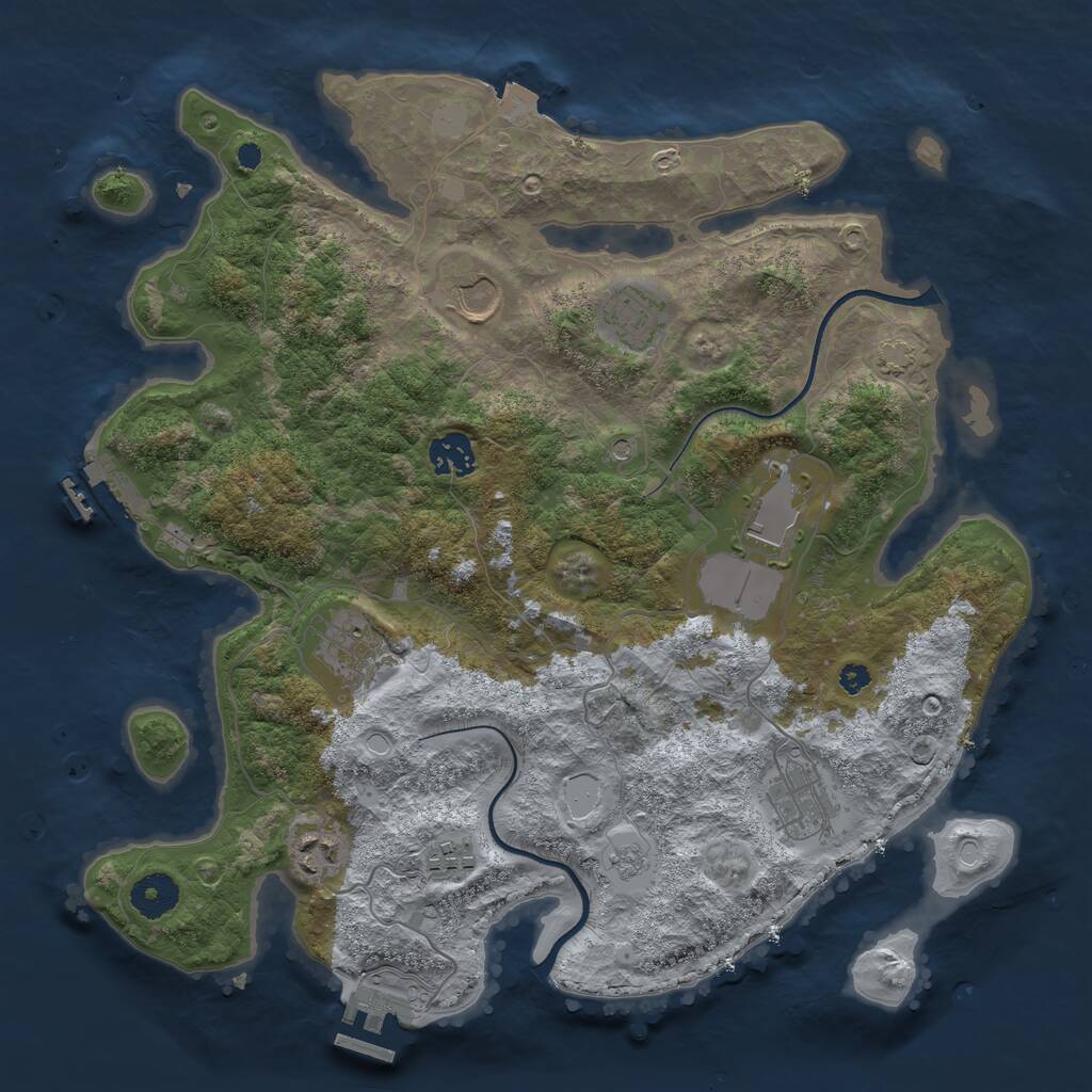 Rust Map: Procedural Map, Size: 3600, Seed: 10701, 14 Monuments