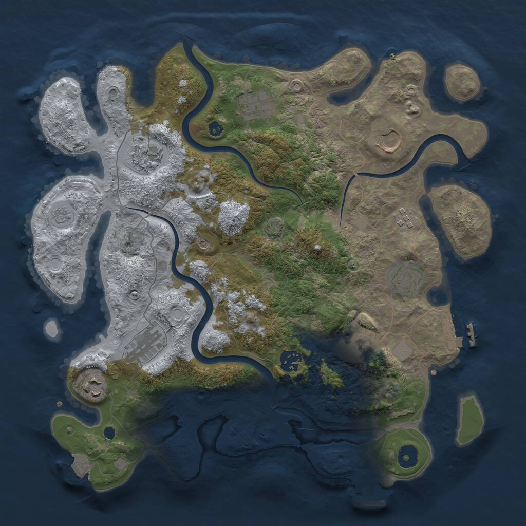 Rust Map: Procedural Map, Size: 3600, Seed: 1909832433, 15 Monuments