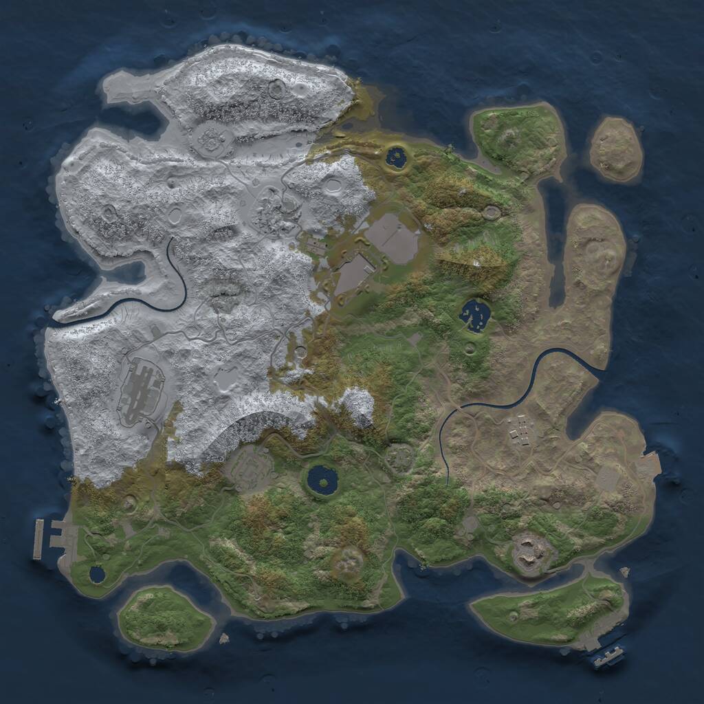 Rust Map: Procedural Map, Size: 3500, Seed: 1295085371, 13 Monuments