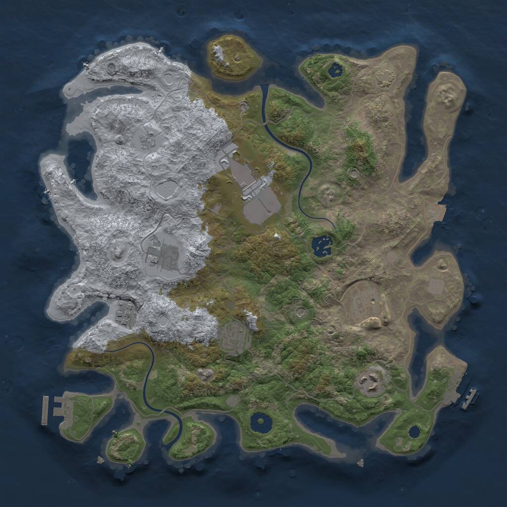 Rust Map: Procedural Map, Size: 3500, Seed: 1279022892, 13 Monuments