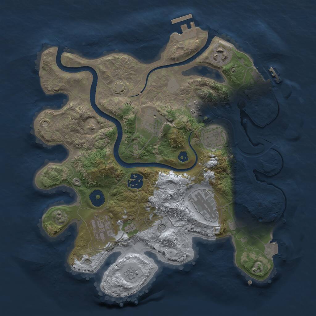 Rust Map: Procedural Map, Size: 3000, Seed: 842383128, 13 Monuments