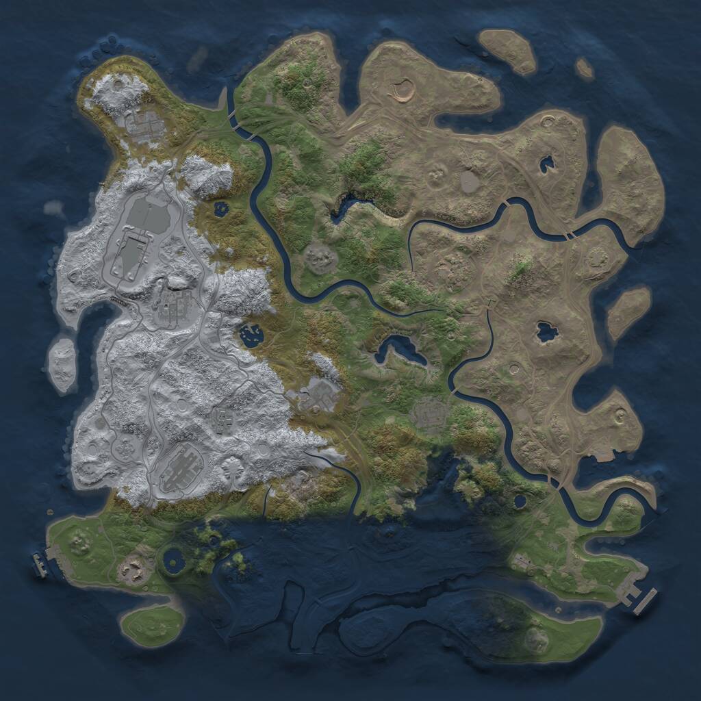 Rust Map: Procedural Map, Size: 4500, Seed: 972550851, 17 Monuments